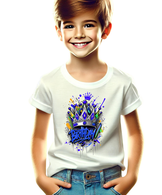 Blue King Birthday Boy Tshirt