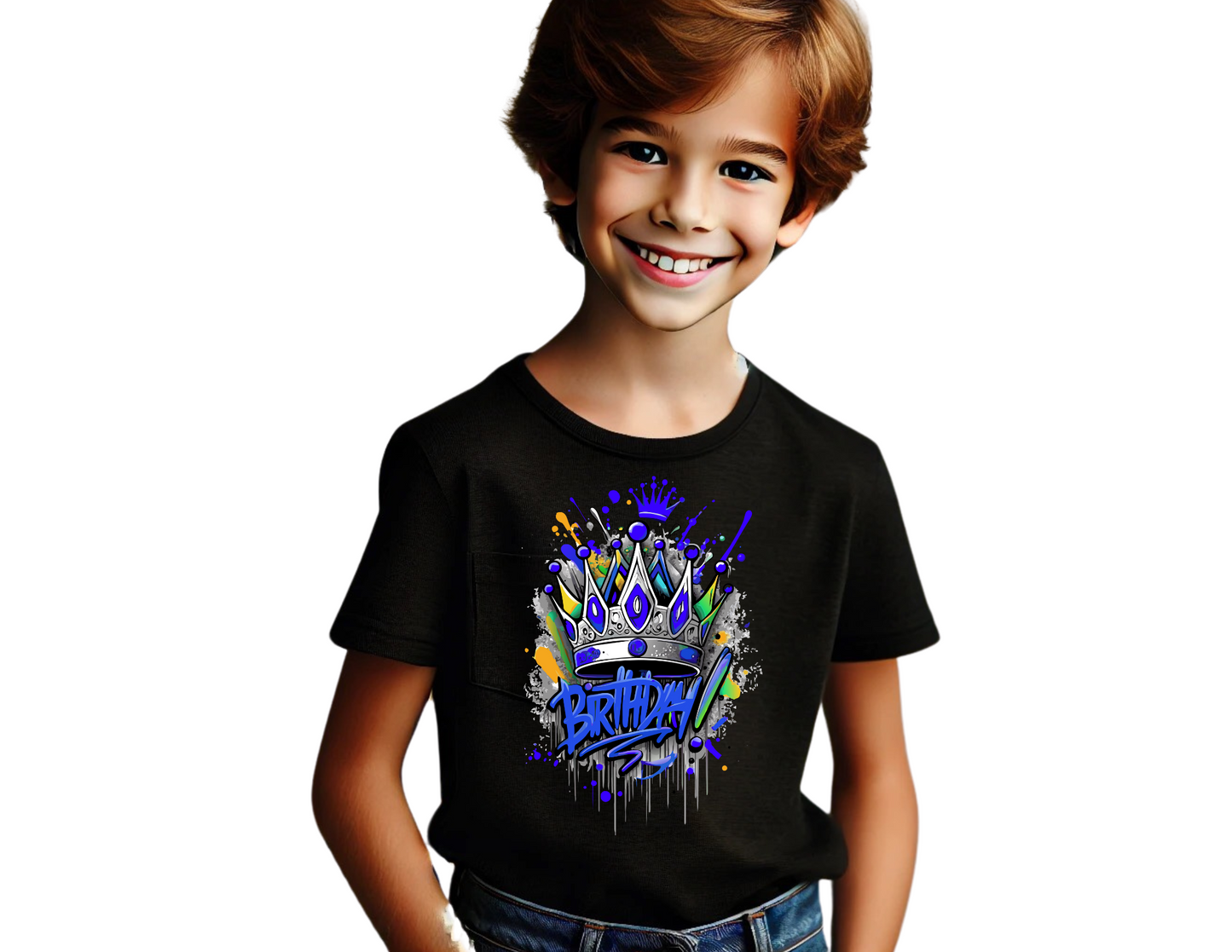 Blue King Birthday Boy Tshirt