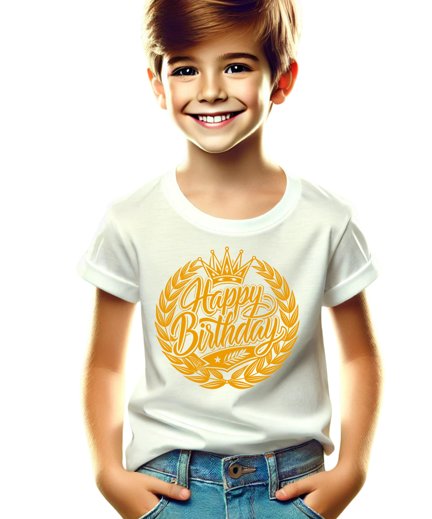 Gold design birthday boy T-shirt