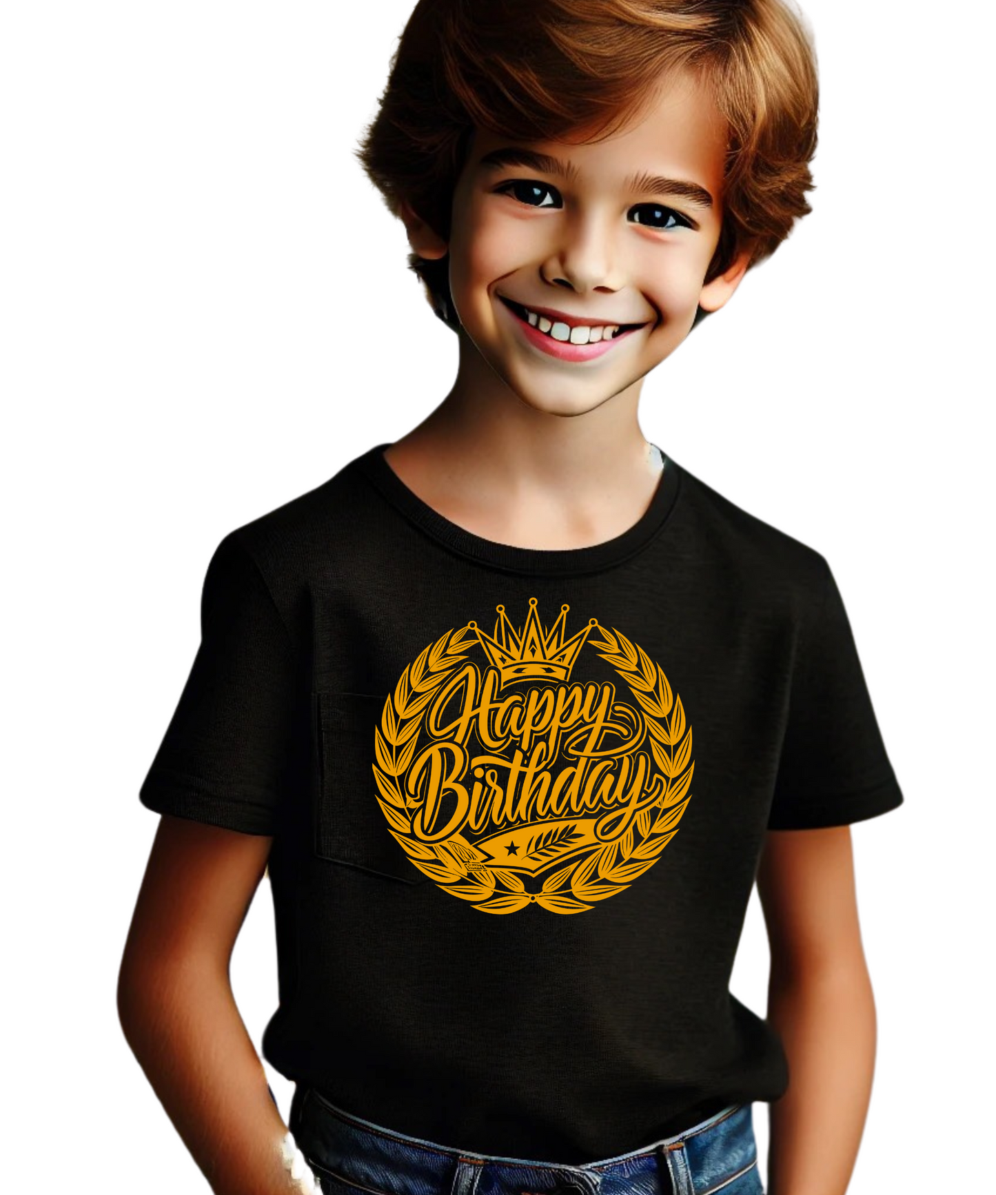 Gold design birthday boy T-shirt