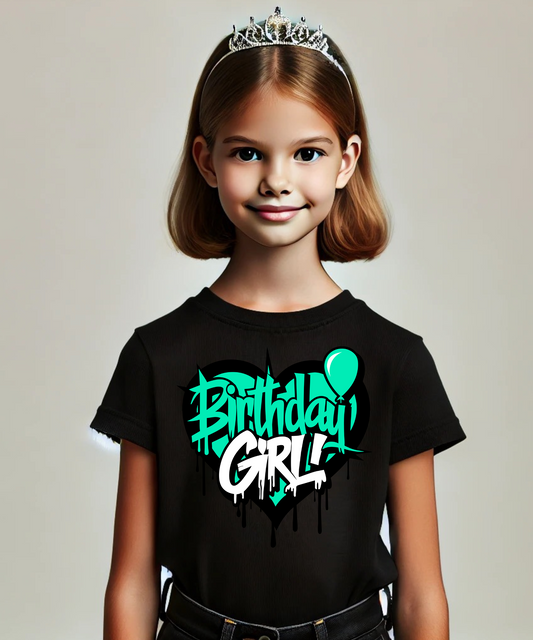 Green-white Birthday Girl Tshirt