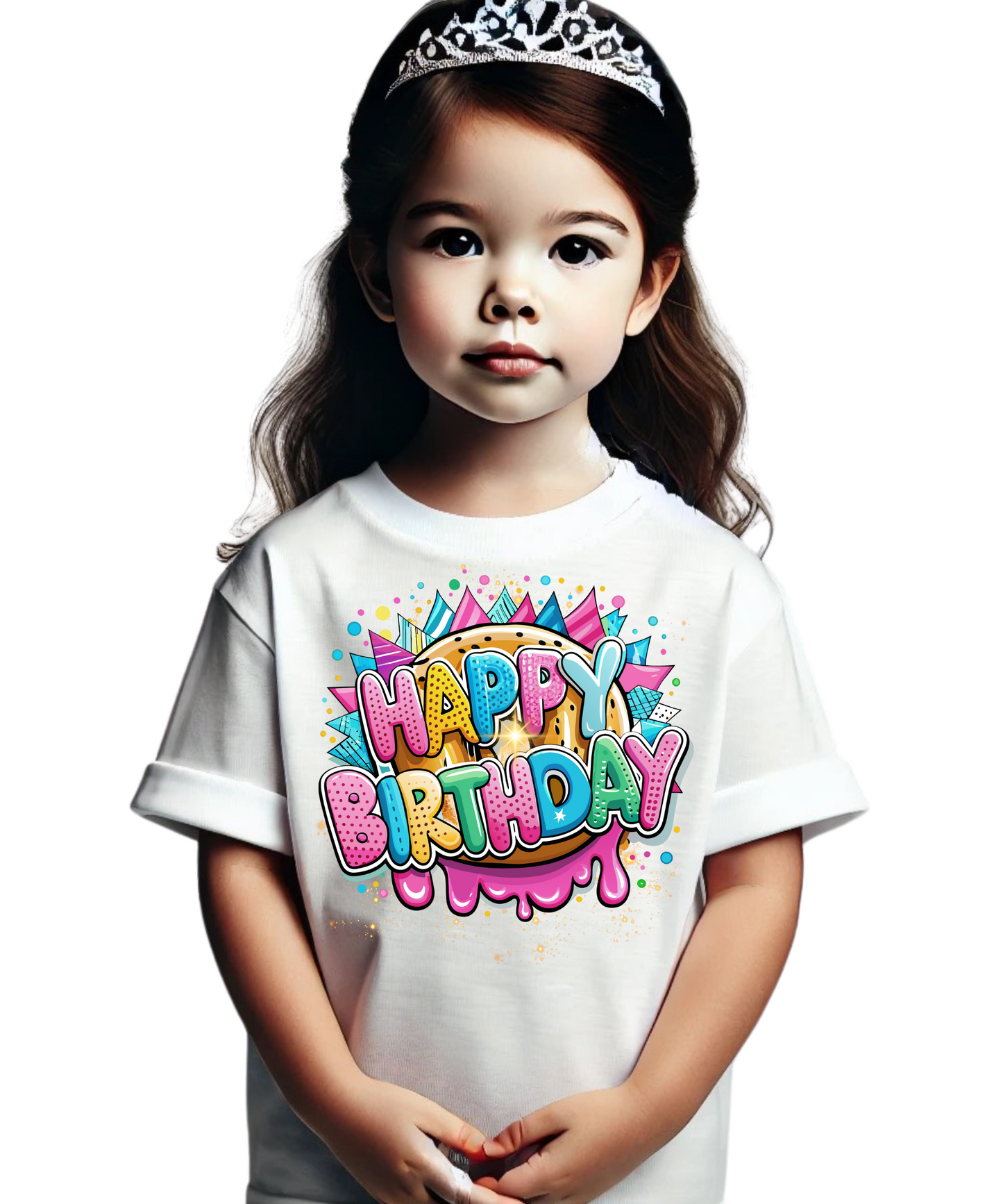 Black multicolored Birthday Girl T-shirt