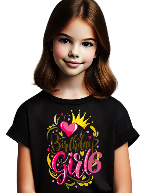 Gold Pink Birthday Girl Tshirt