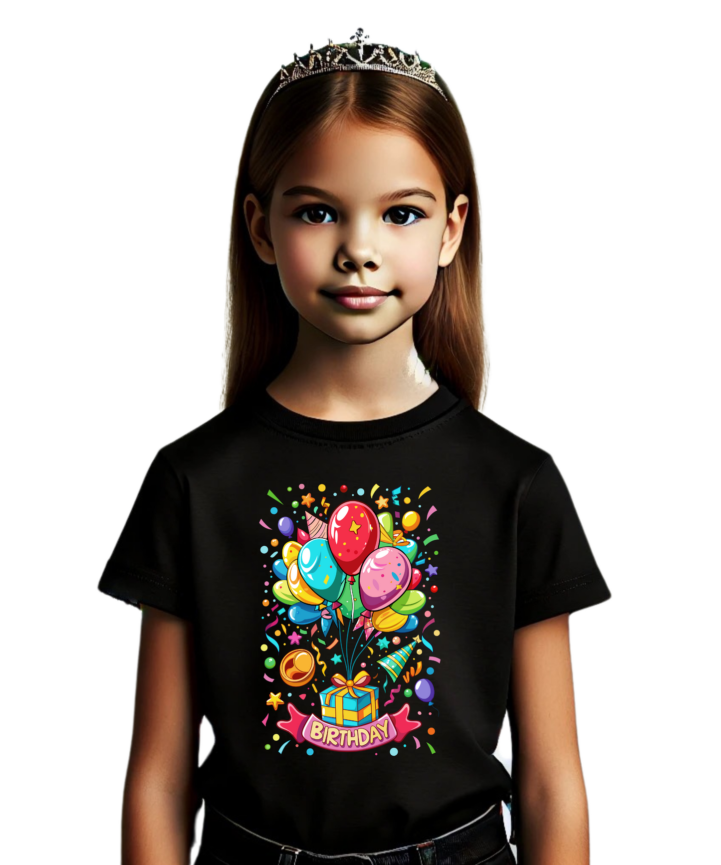 Balloon Birthday Girl T-shirt Personalized, Birthday Girl Gift  Balloon T-shirt